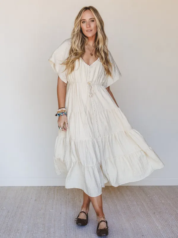 Dandelily Tiered Maxi Dress - Natural made by By Together