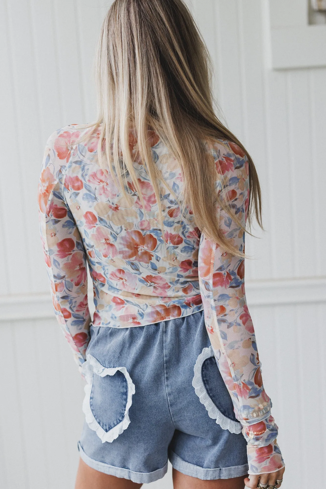 In Full Bloom Mesh Top - Cream sold by Three Bird Nest product image thumbnail 4