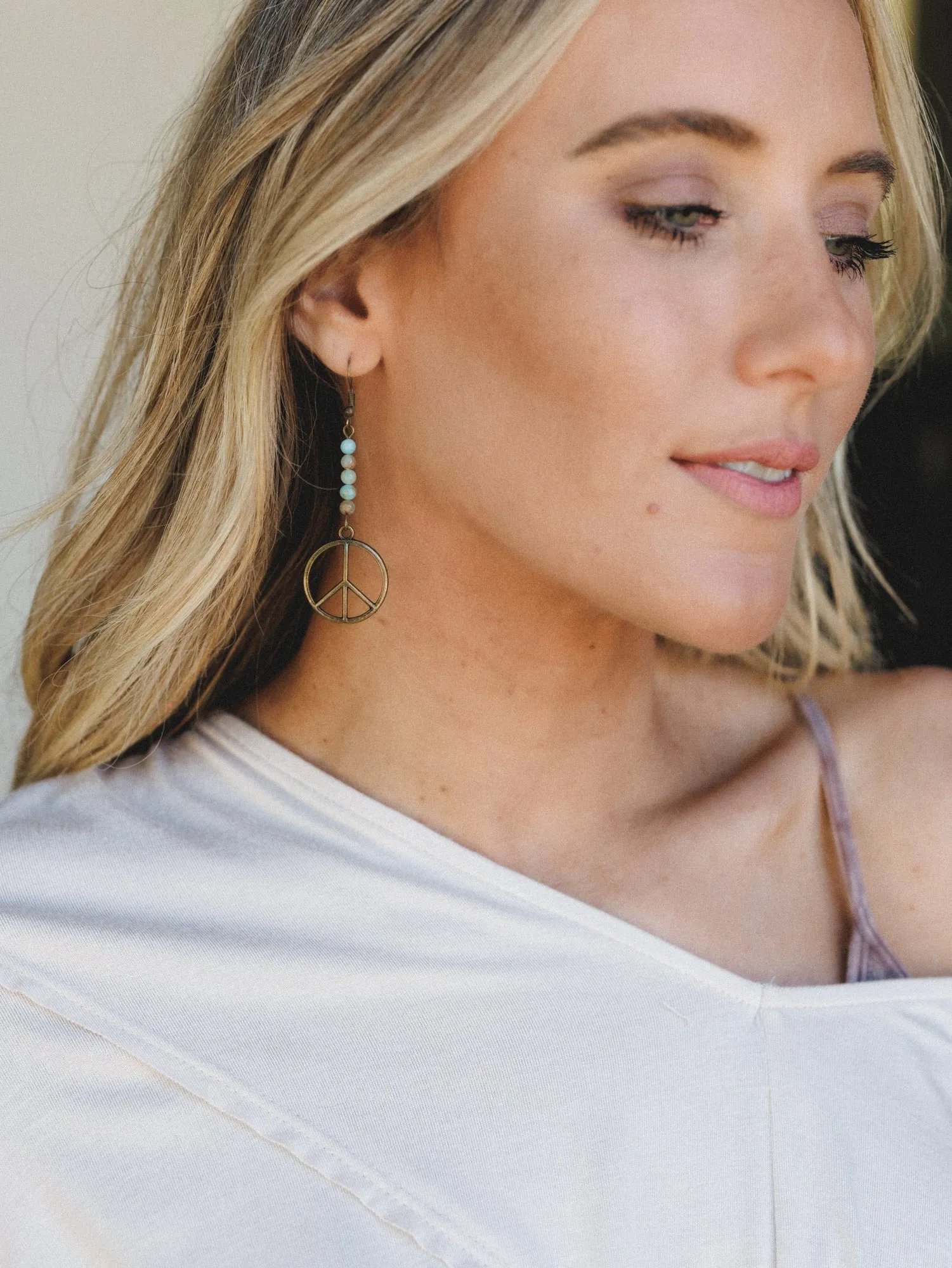Peace Imperial Jasper Earrings - Natural sold by Three Bird Nest product image thumbnail 3