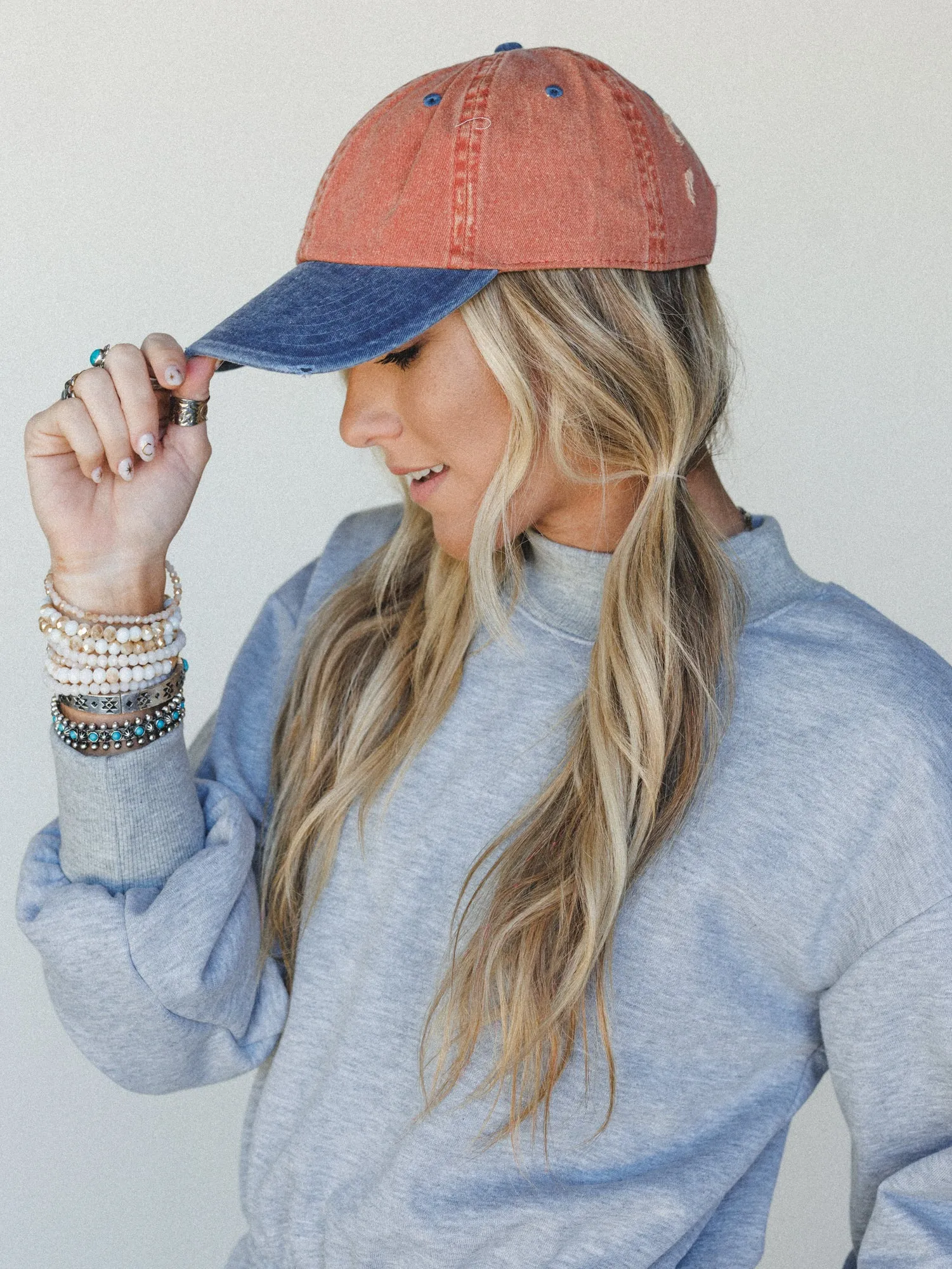 Distressed Baseball Cap Dad Hat
- Two Tone Orange Blue sold by Three Bird Nest product image thumbnail 2