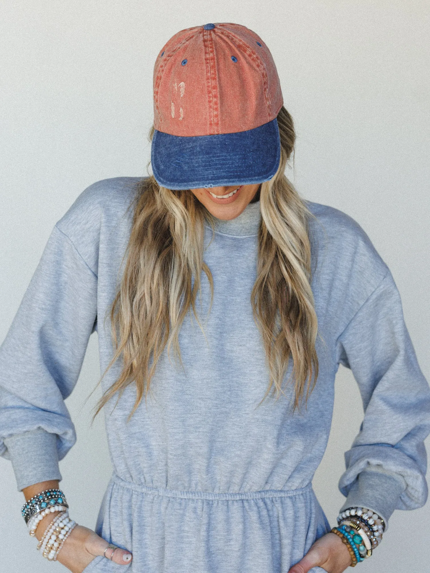 Distressed Baseball Cap Dad Hat
- Two Tone Orange Blue sold by Three Bird Nest product image thumbnail 3
