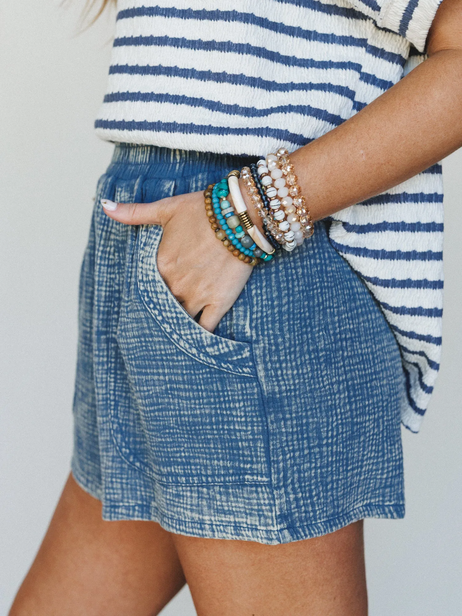 Sunkissed Wander Shorts - Dusty Blue sold by Three Bird Nest product image thumbnail 2