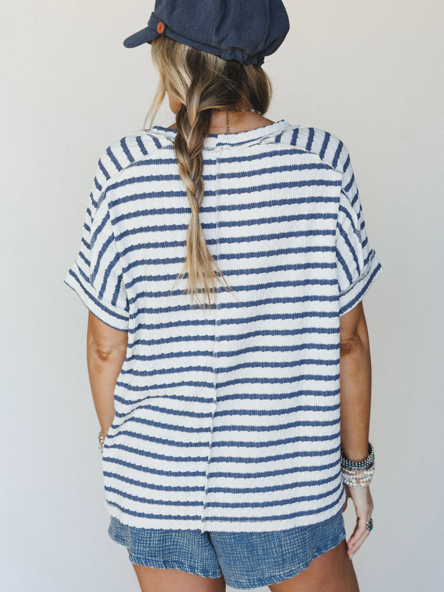Timeless Lines Striped Tee - Denim sold by Three Bird Nest product image thumbnail 5