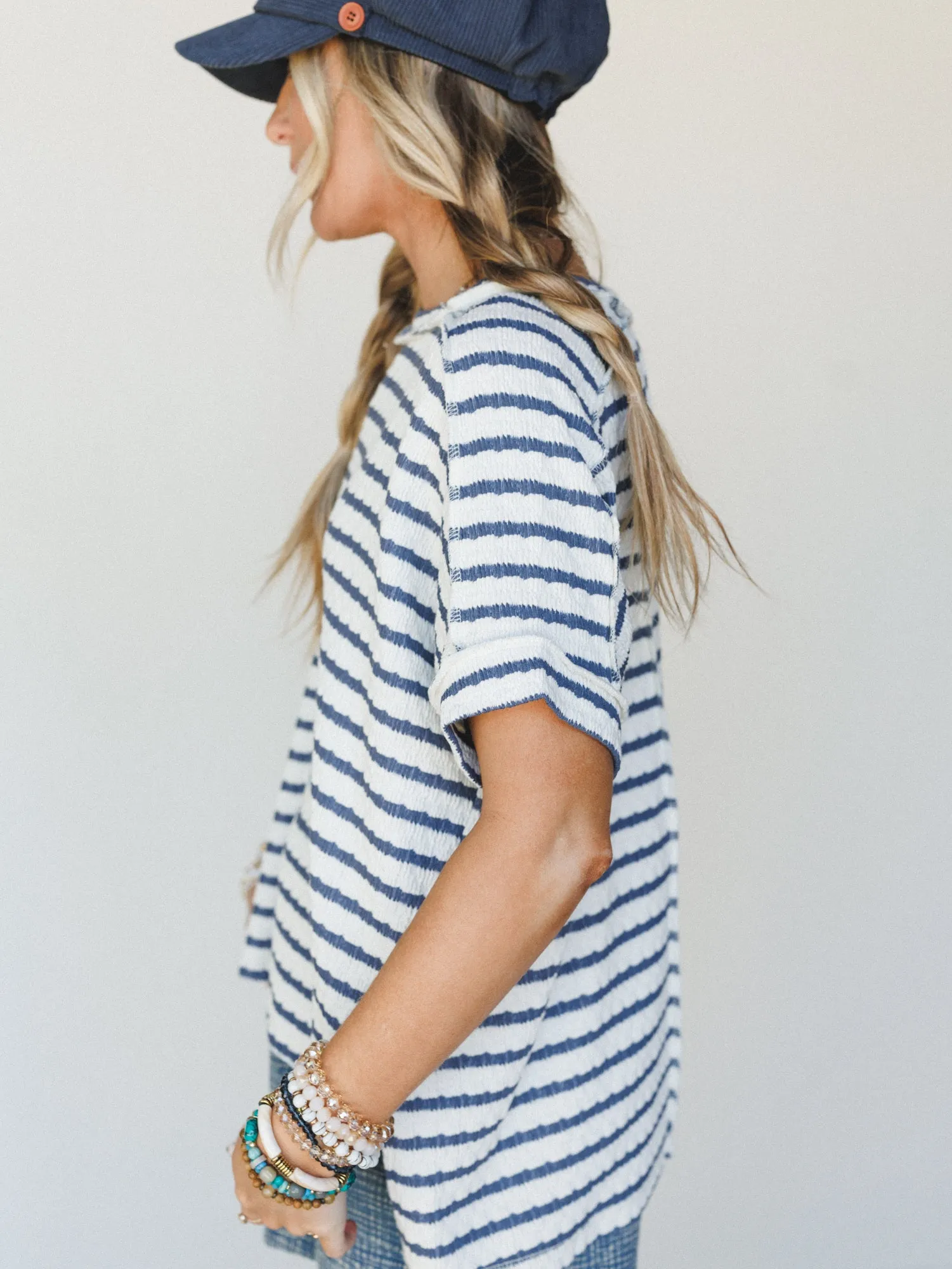 Timeless Lines Striped Tee - Denim sold by Three Bird Nest product image thumbnail 4