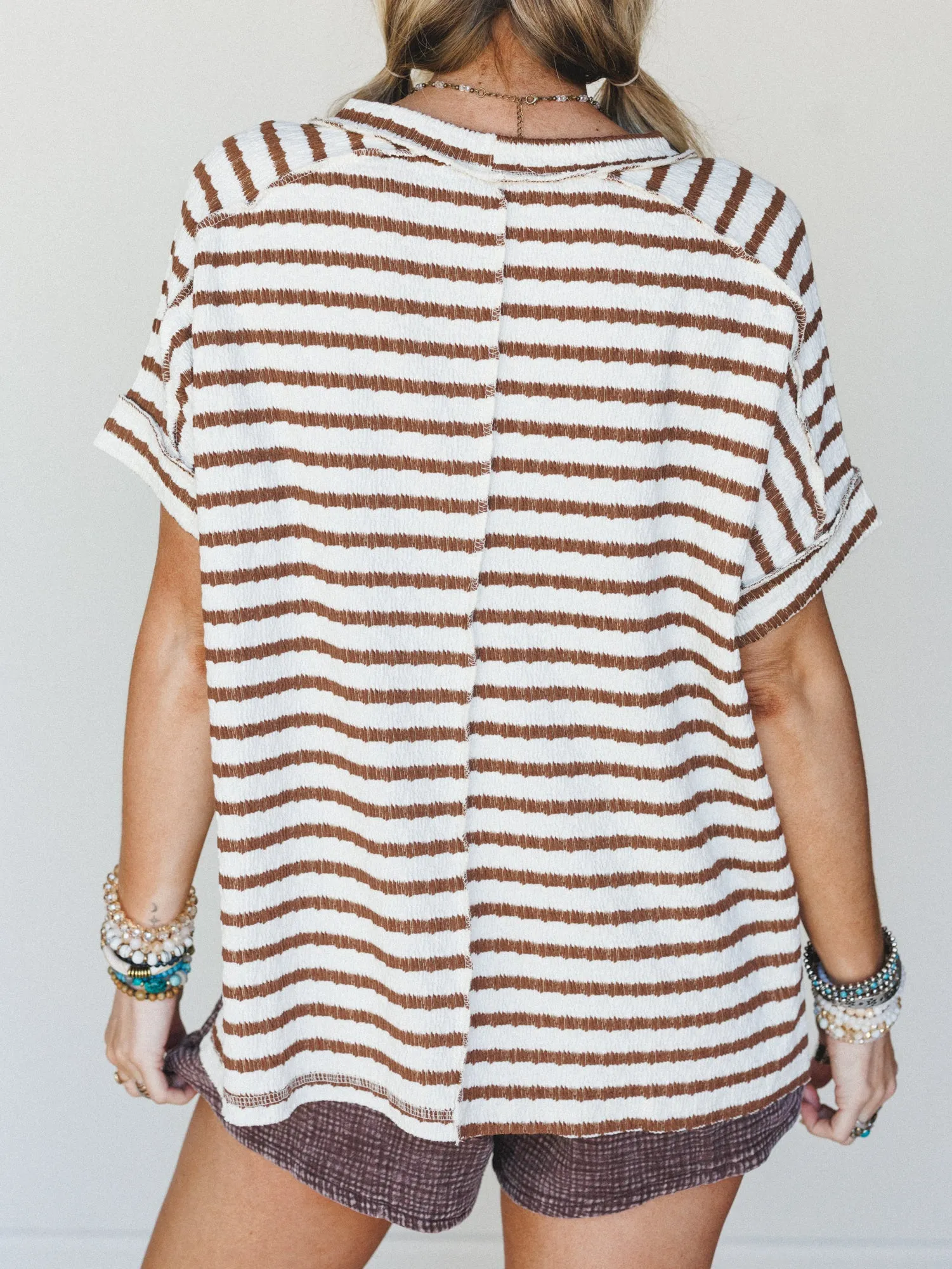 Timeless Lines Striped Tee - Brown sold by Three Bird Nest product image thumbnail 5