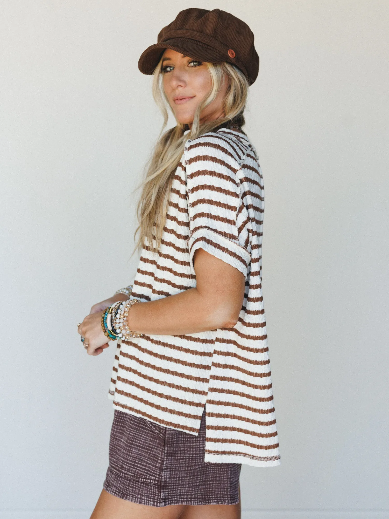 Timeless Lines Striped Tee - Brown sold by Three Bird Nest product image thumbnail 3