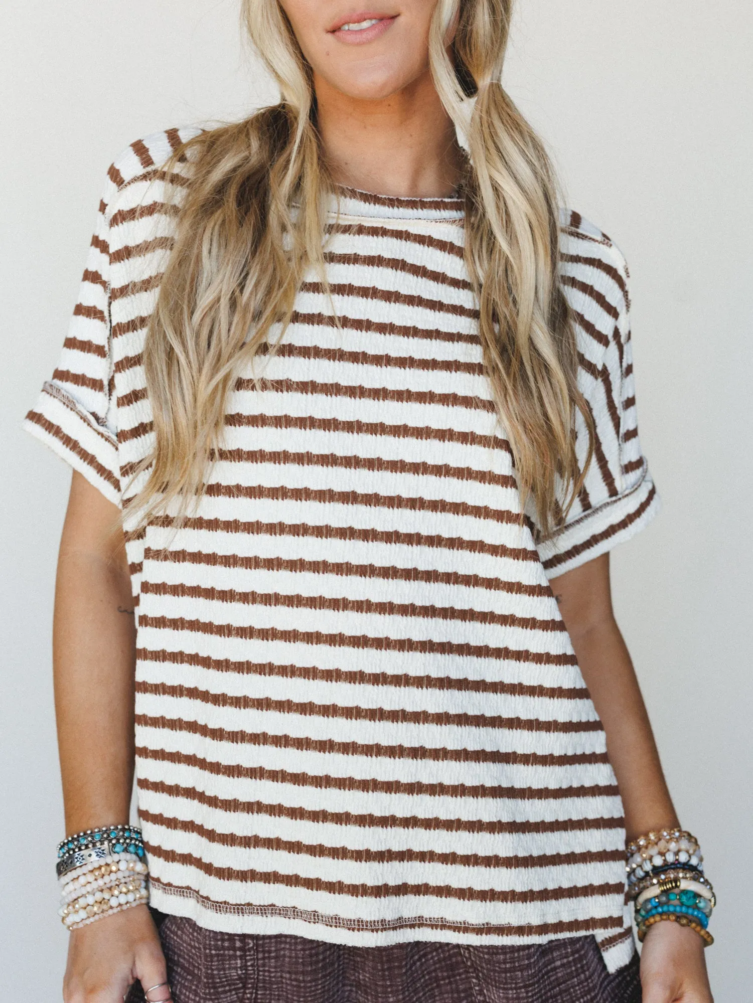 Timeless Lines Striped Tee - Brown sold by Three Bird Nest product image thumbnail 2