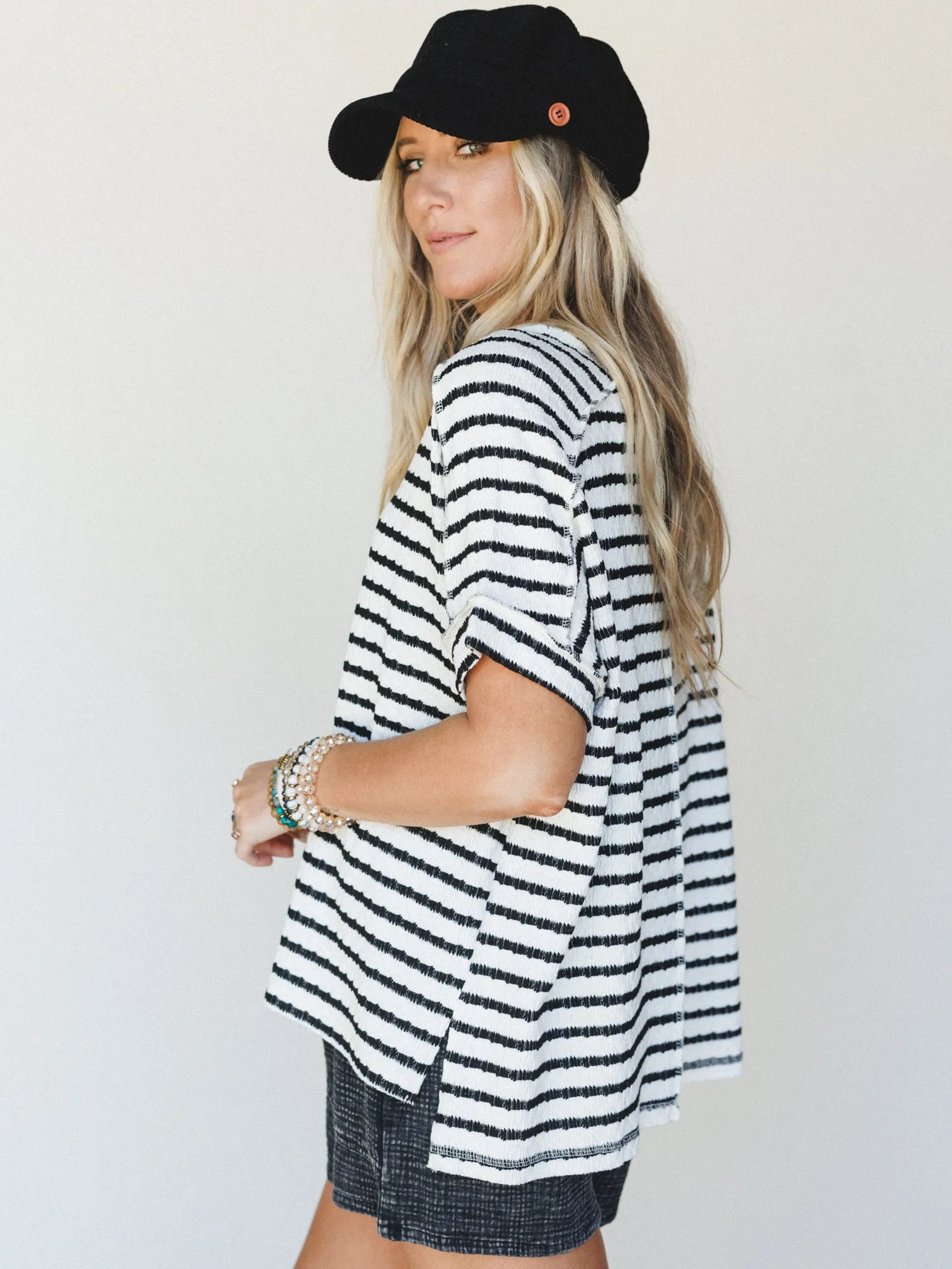 Timeless Lines Striped Tee - Black sold by Three Bird Nest product image thumbnail 2