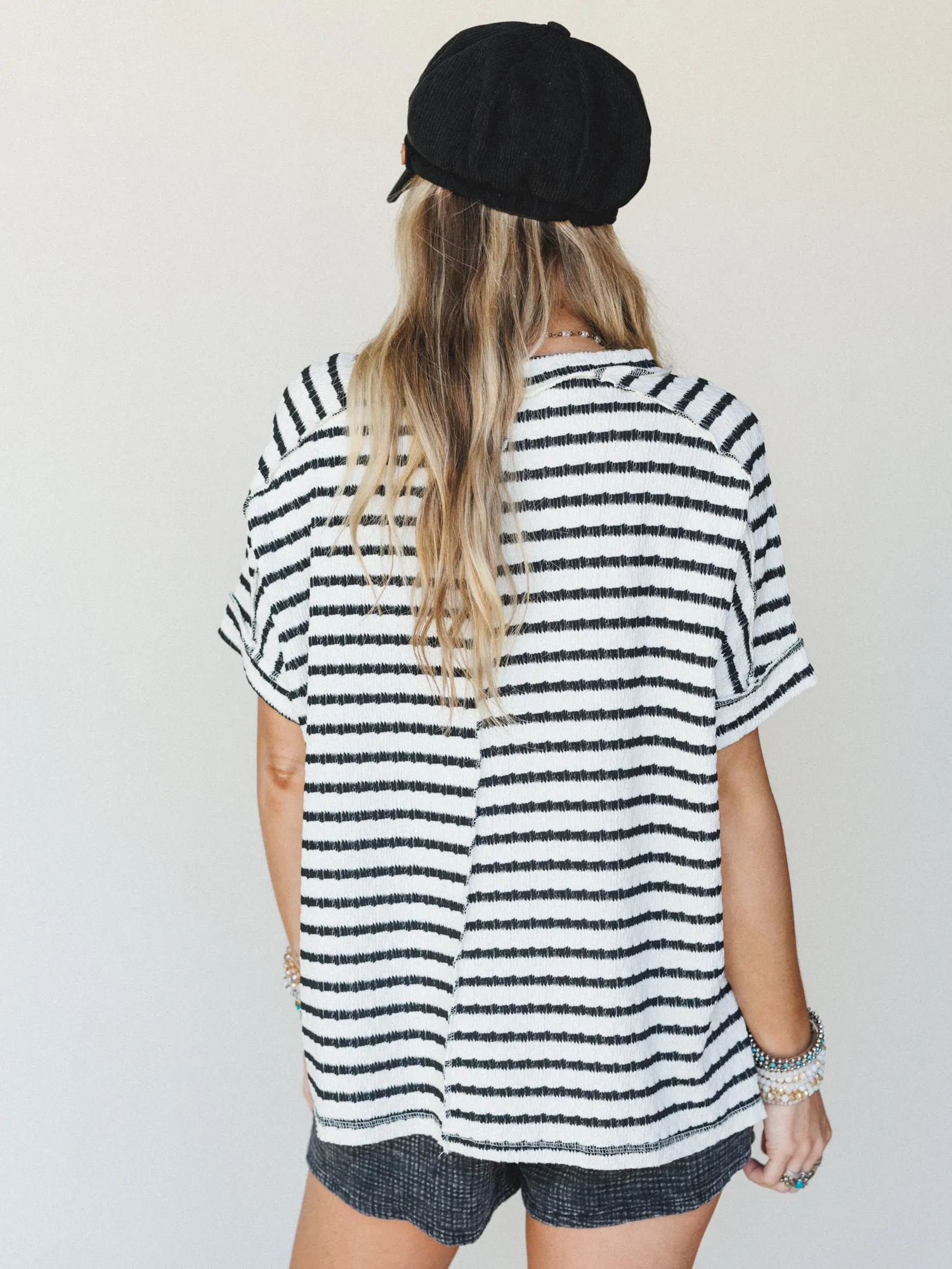 Timeless Lines Striped Tee - Black sold by Three Bird Nest product image thumbnail 3
