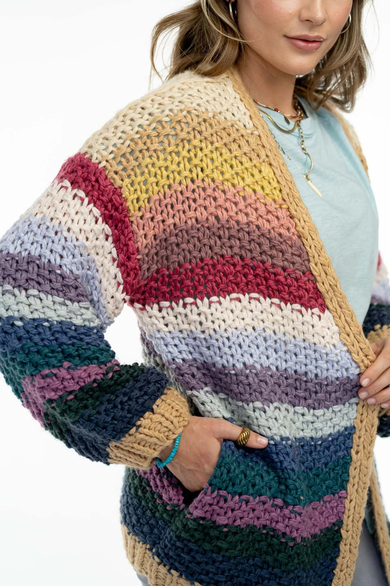 Wrapped up in Color Knit Cardigan - Neutral - Pre Order sold by Three Bird Nest product image thumbnail 3