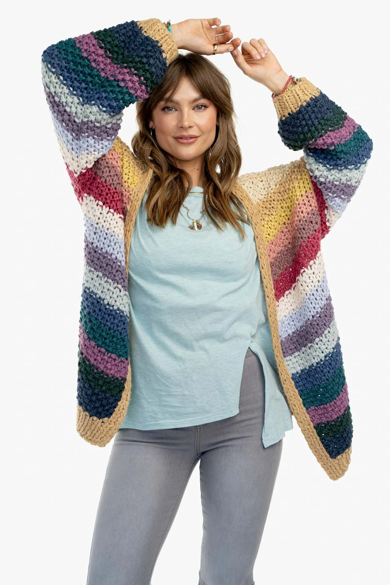 Wrapped up in Color Knit Cardigan - Neutral - Pre Order sold by Three Bird Nest product image thumbnail 4