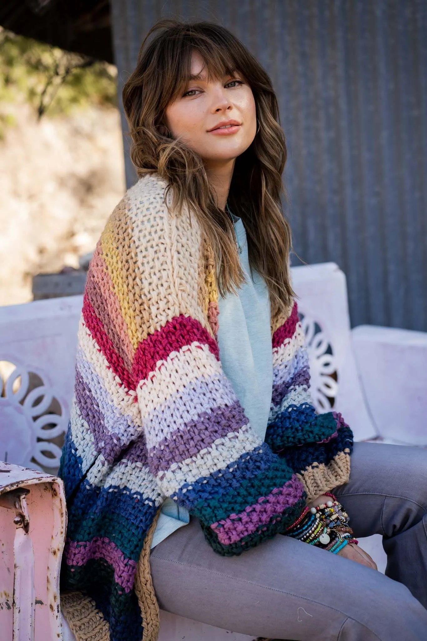 Wrapped up in Color Knit Cardigan - Neutral - Pre Order sold by Three Bird Nest product image thumbnail 2