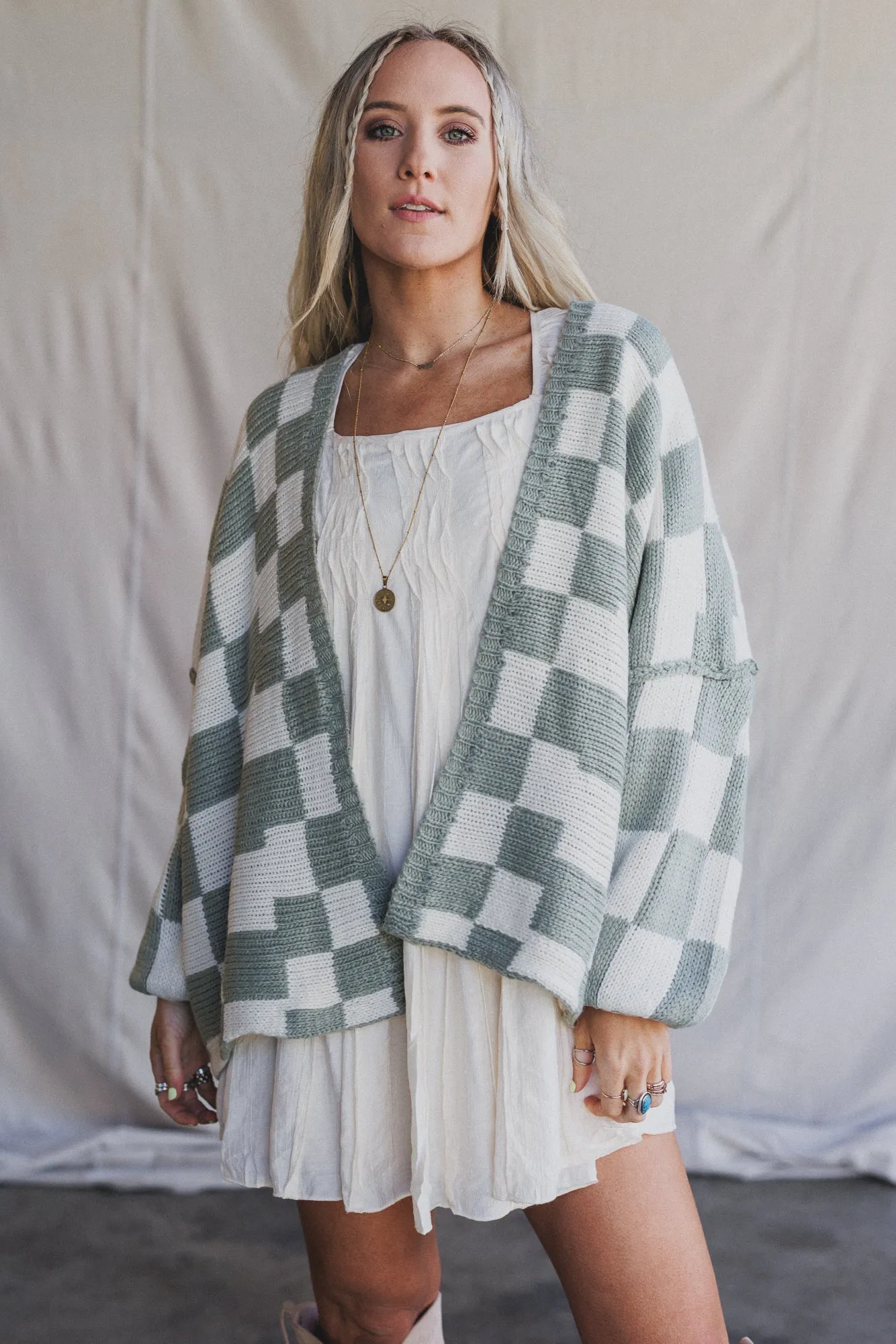 So Chill Check Cardigan - Sage sold by Three Bird Nest product image thumbnail 3