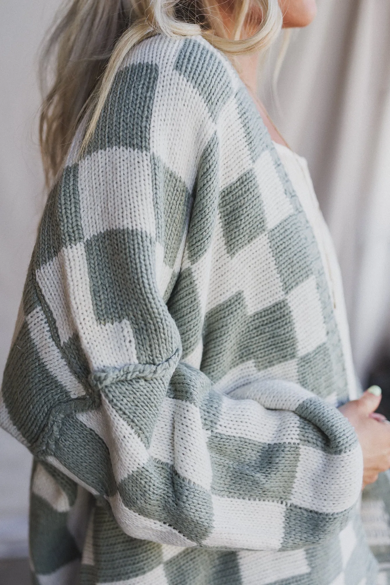 So Chill Check Cardigan - Sage sold by Three Bird Nest product image thumbnail 4