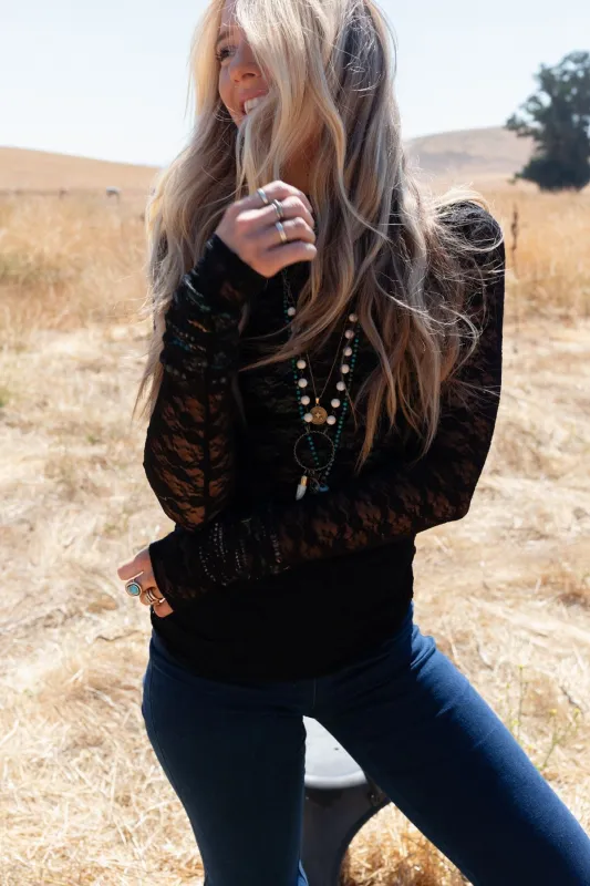 Call It Love Lace Top - Black made by Inloom