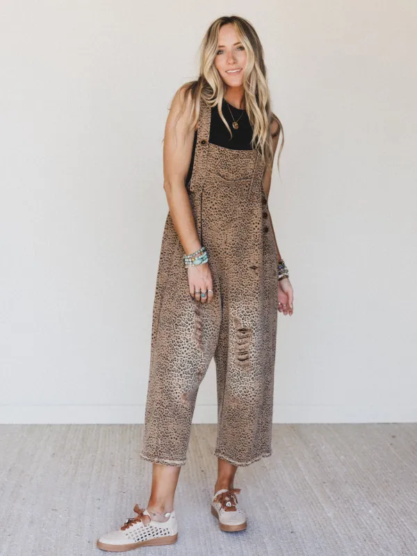 High Hopes Slouchy Denim Overalls - Mocha Brown made by easel