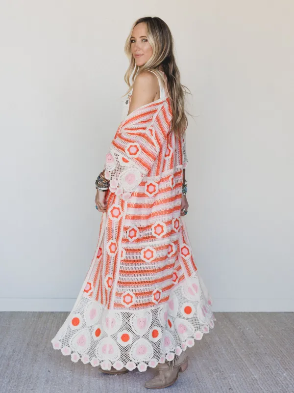 Spring Groove Duster - Orange Multi made by Three Bird Nest