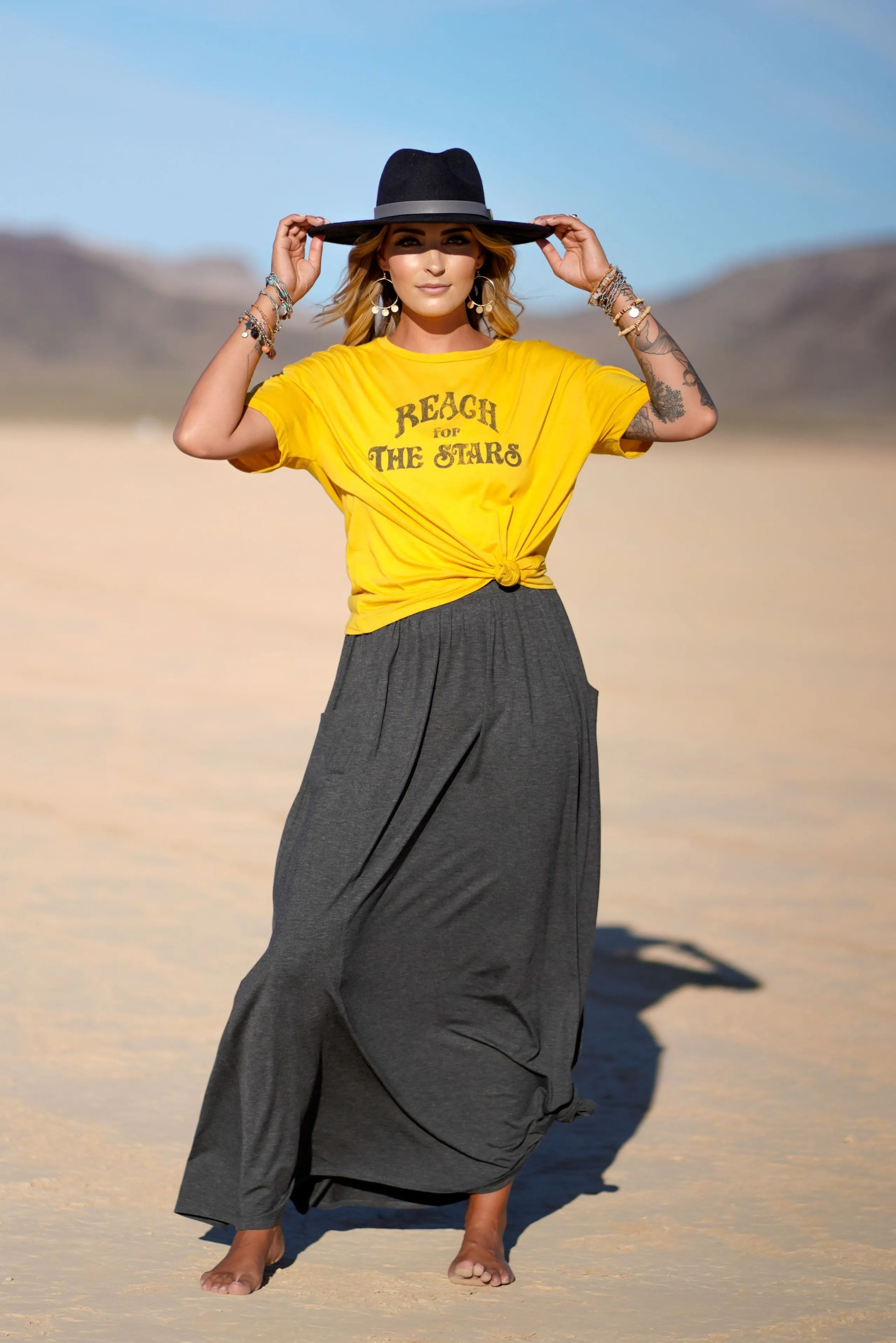 The Perfect Pocketed Maxi Skirt - Charcoal - Pre Order sold by Three Bird Nest product image thumbnail 2