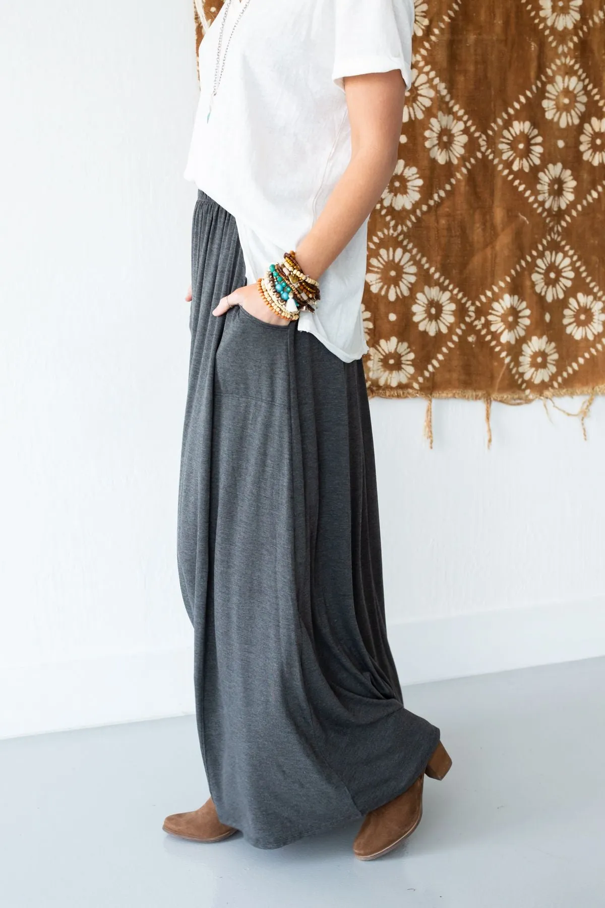 The Perfect Pocketed Maxi Skirt - Charcoal - Pre Order sold by Three Bird Nest product image thumbnail 3