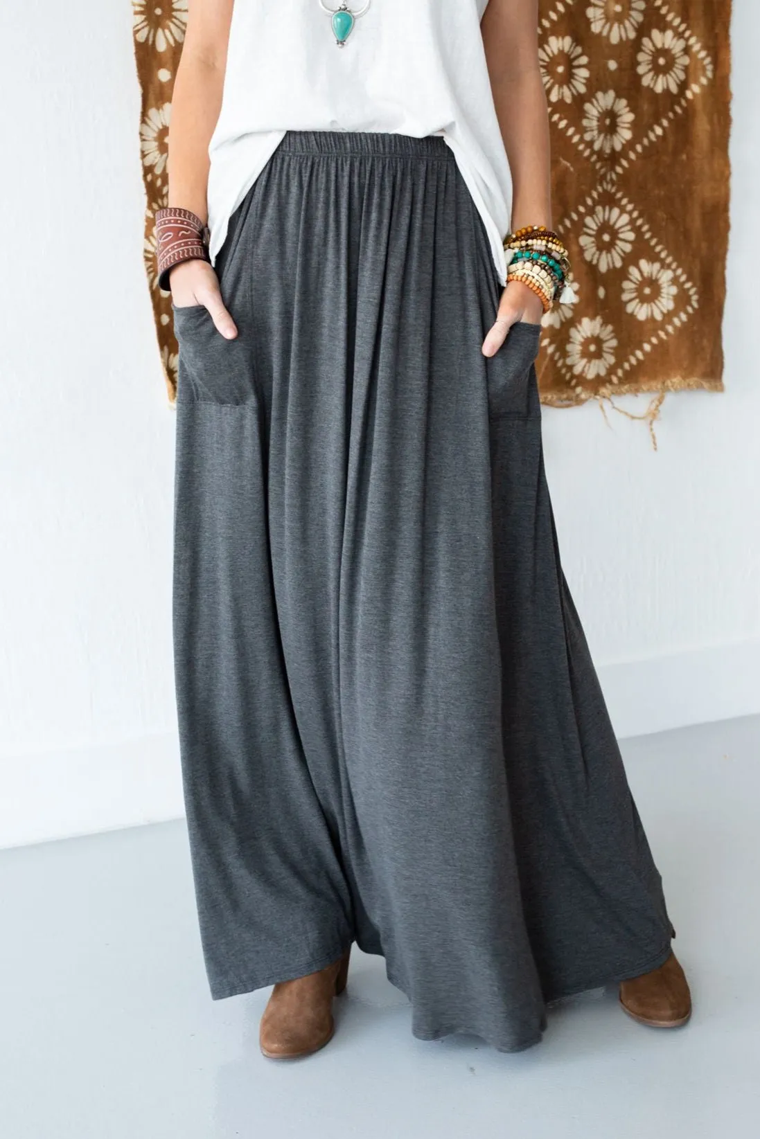 The Perfect Pocketed Maxi Skirt - Charcoal - Pre Order sold by Three Bird Nest