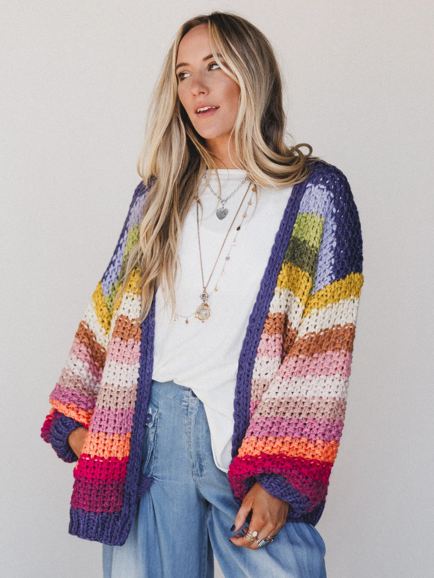 Wrapped up in Color Knit Cardigan - Rainbow - Pre Order sold by Three Bird Nest product image thumbnail 5