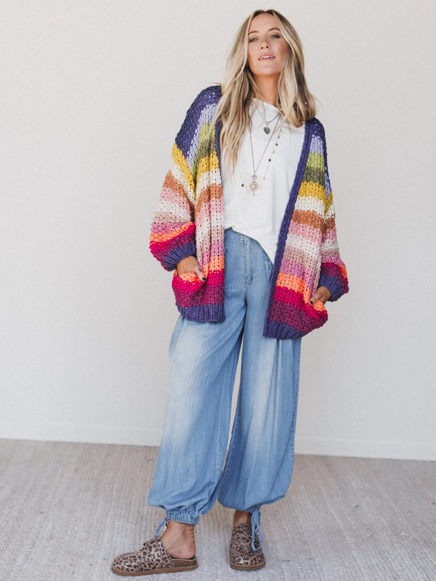 Wrapped up in Color Knit Cardigan - Rainbow - Pre Order sold by Three Bird Nest product image thumbnail 4