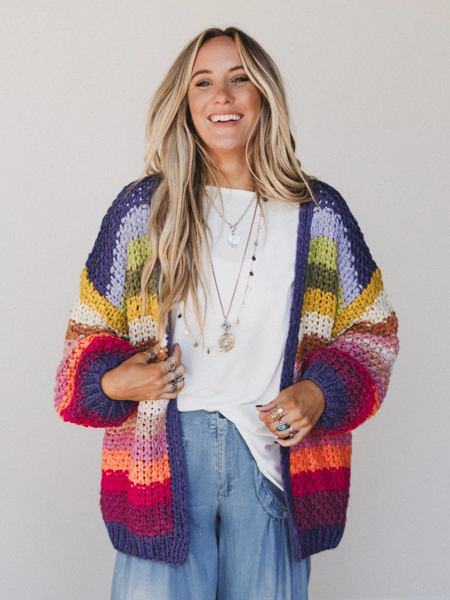 Wrapped up in Color Knit Cardigan - Rainbow - Pre Order sold by Three Bird Nest product image thumbnail 2