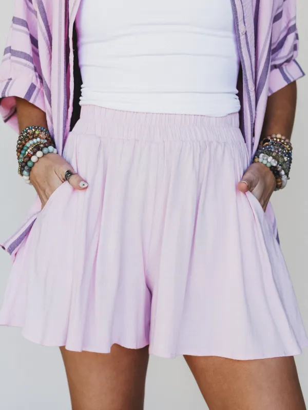 Soul Searcher Pocket Shorts - Light Pink made by Zenana
