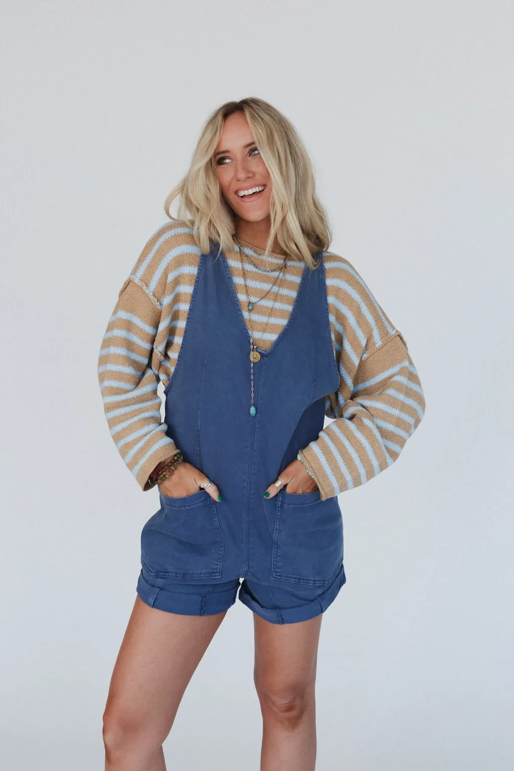 Jordyn Romper - Blue sold by Three Bird Nest