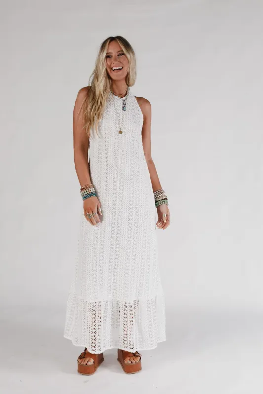 Sunpetal Crochet Maxi Dress - White made by En Creme