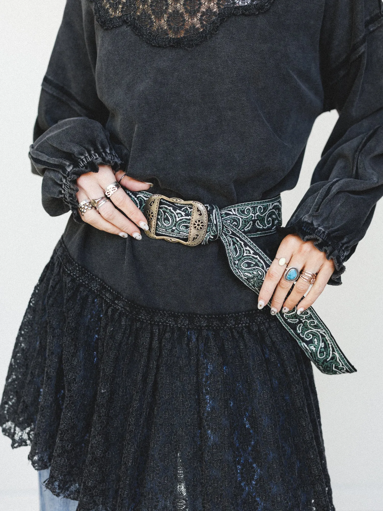 Paisley Party Belt - Dusty Sage sold by Three Bird Nest