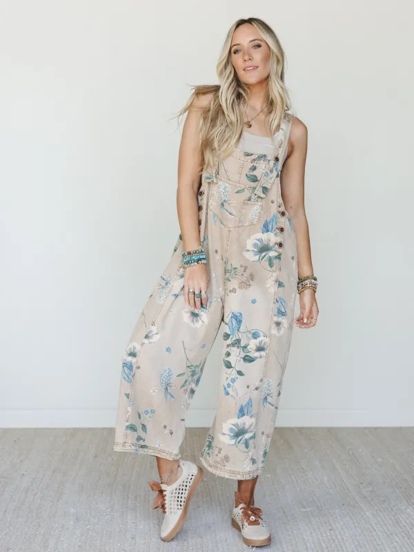 High Hopes Slouchy Denim Overalls - Mocha made by easel