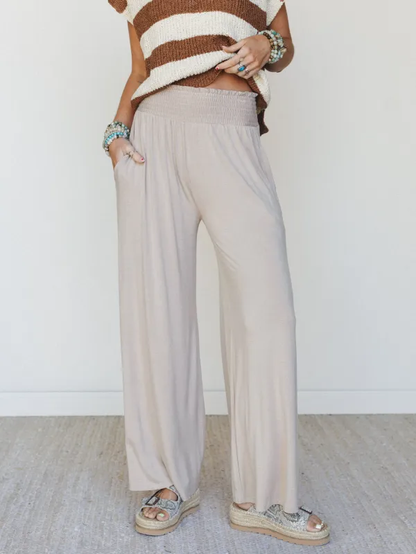 Comfort Above Wide Leg Pants - Ash Mocha made by Zenana