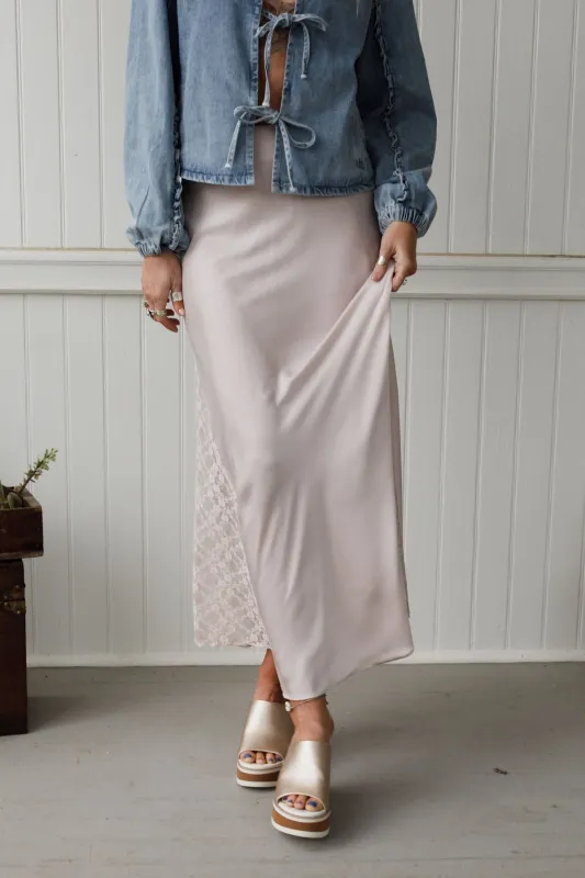 Satin Starlight Lace Skirt - Pearl made by Bluivy