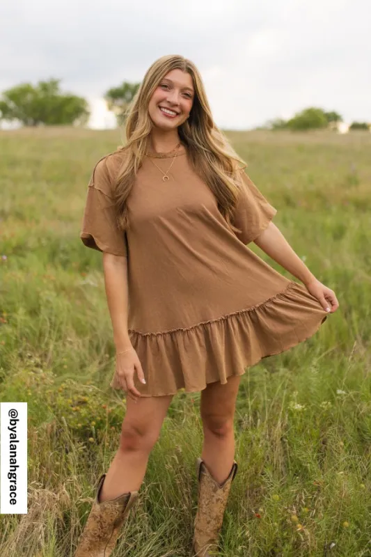 Soft Horizon Ruffled Hem Tunic - Clay made by Bluivy
