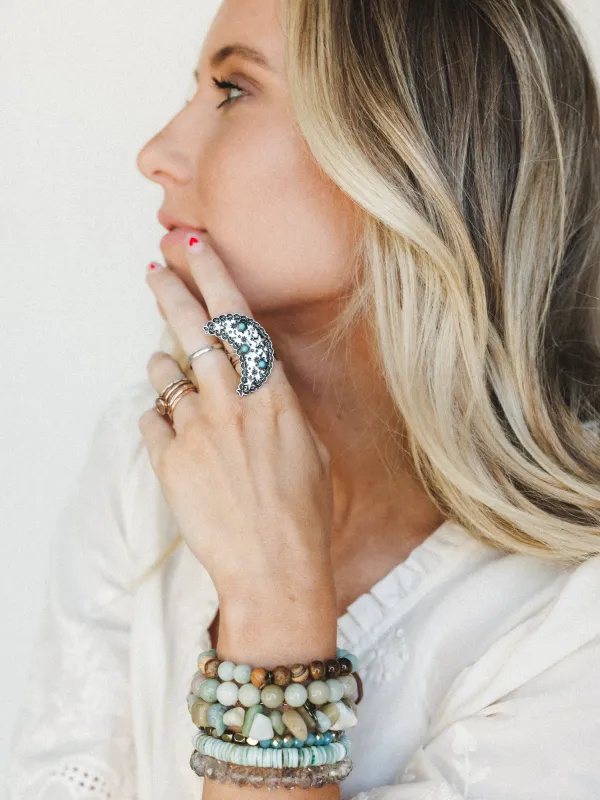 Moon Star Ring - Turquoise made by Three Bird Nest