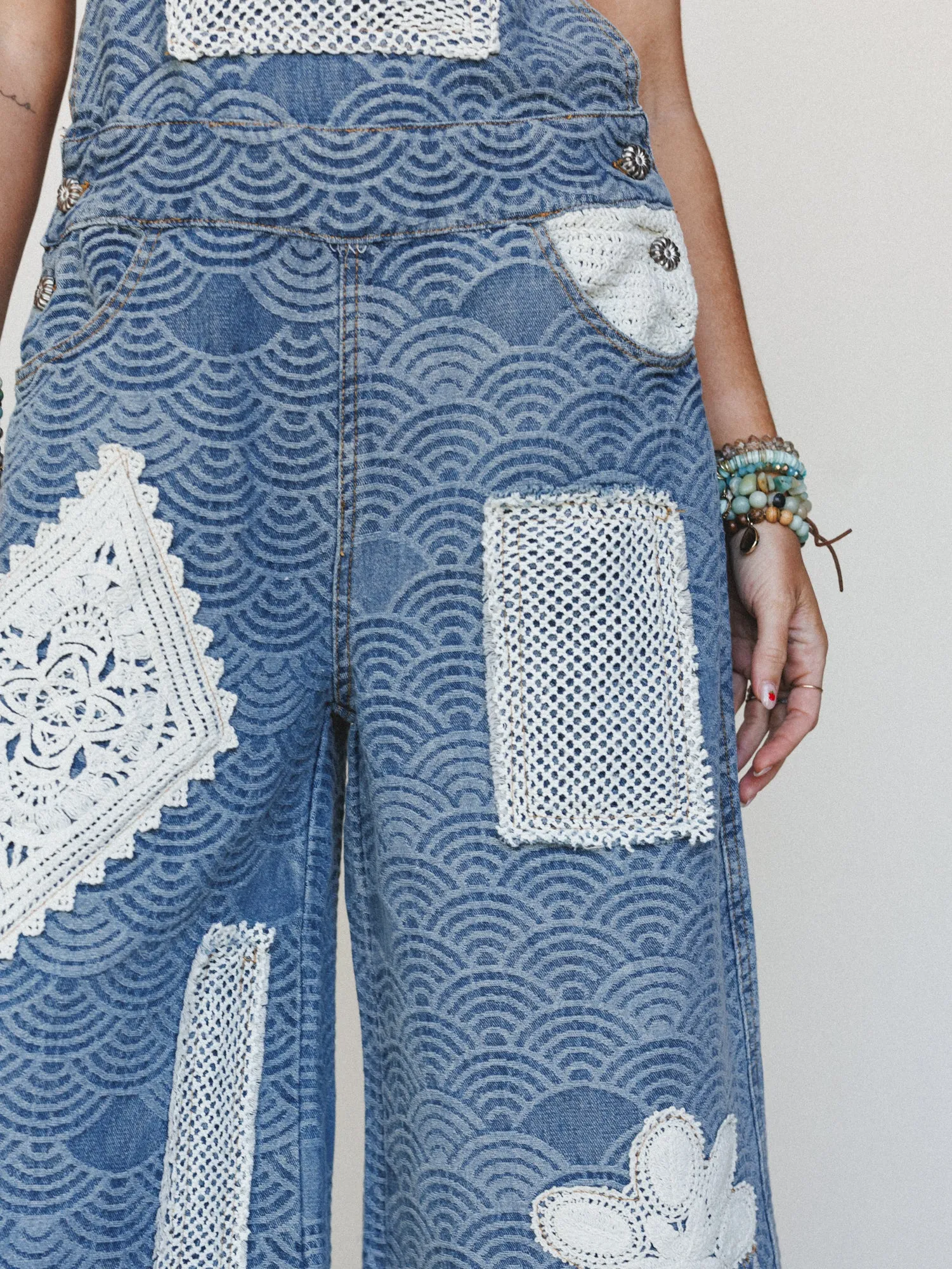 Flower Patch Overalls - Denim Multi sold by Three Bird Nest product image thumbnail 4