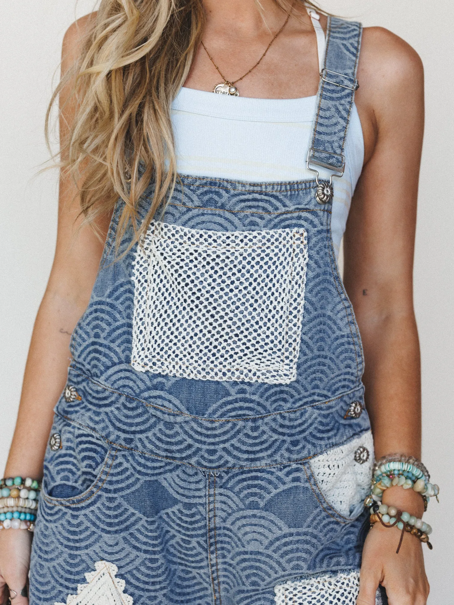 Flower Patch Overalls - Denim Multi sold by Three Bird Nest product image thumbnail 3