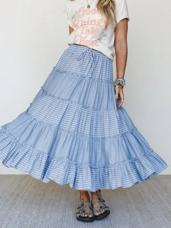 Twirling Affairs Maxi Skirt - Blue made by easel