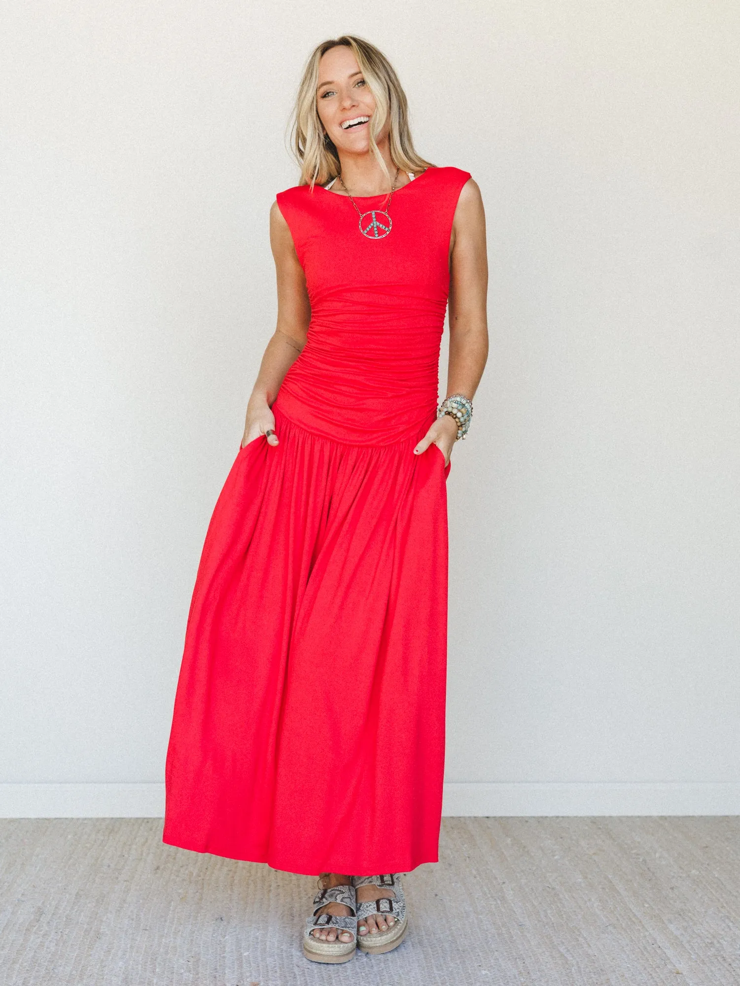 Here for Sunshine Dress - Cherry Tomato sold by Three Bird Nest