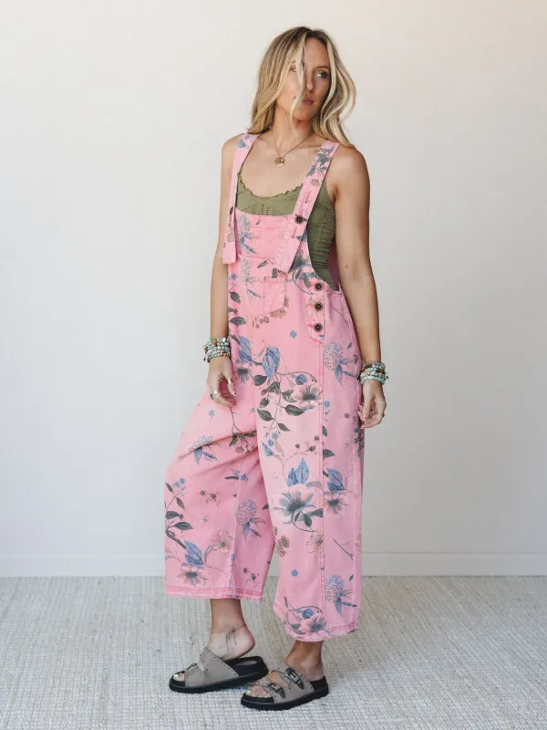High Hopes Slouchy Denim Overalls - Vintage Coral made by easel