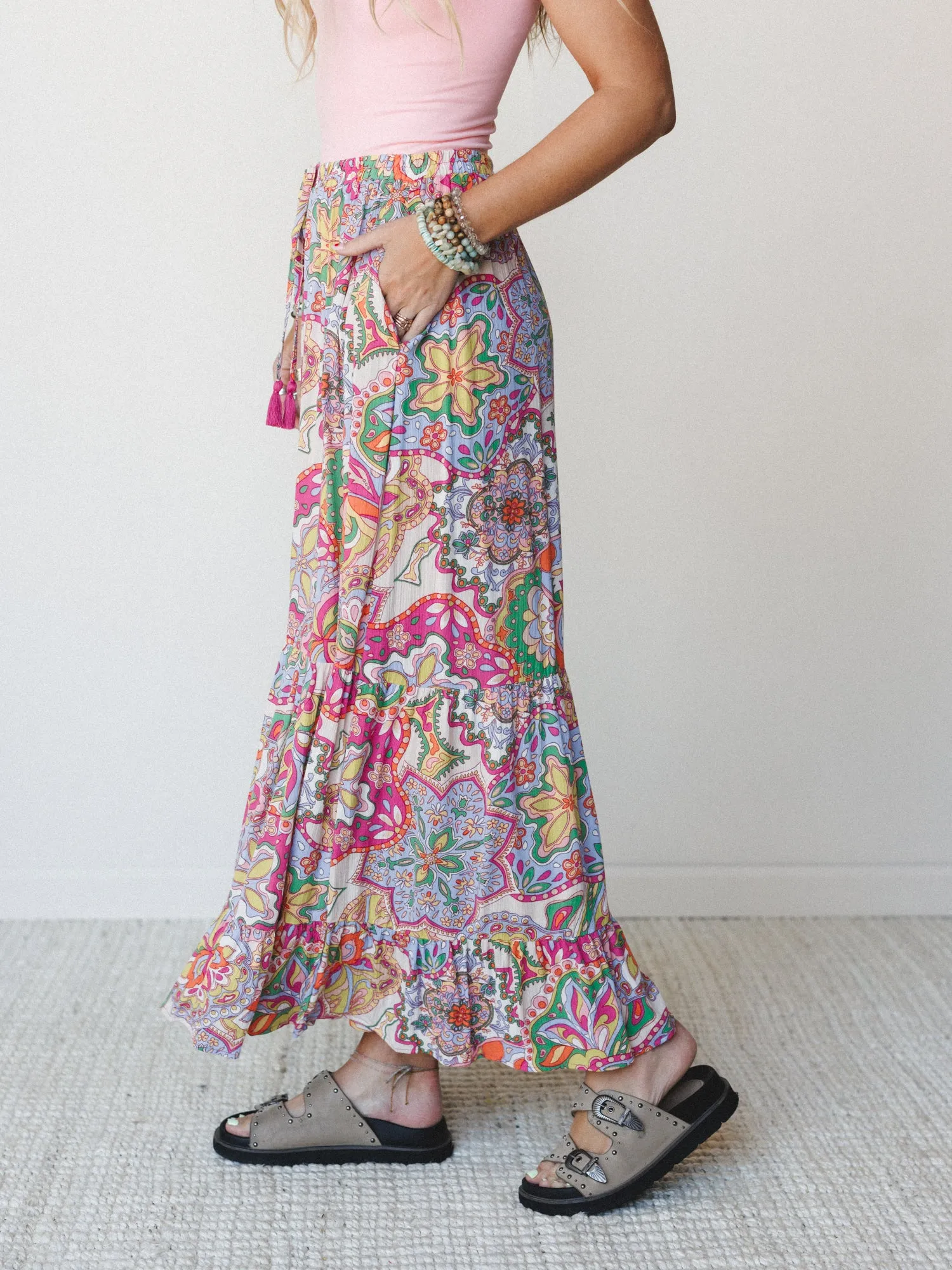 Floral Swirl Ruffled Pants - Grape Mist sold by Three Bird Nest product image thumbnail 2