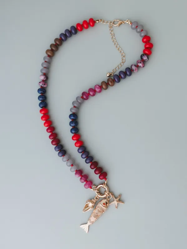 Ocean Trove Necklace - Red made by Three Bird Nest