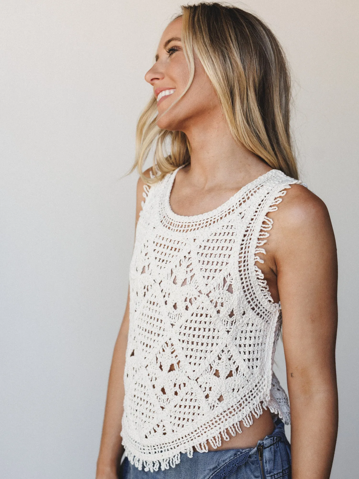 Breezy And Easy Crochet Tank - Natural sold by Three Bird Nest product image thumbnail 4