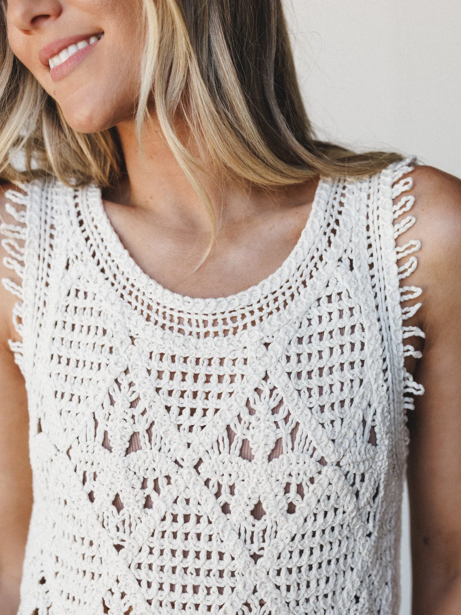 Breezy And Easy Crochet Tank - Natural sold by Three Bird Nest product image thumbnail 3