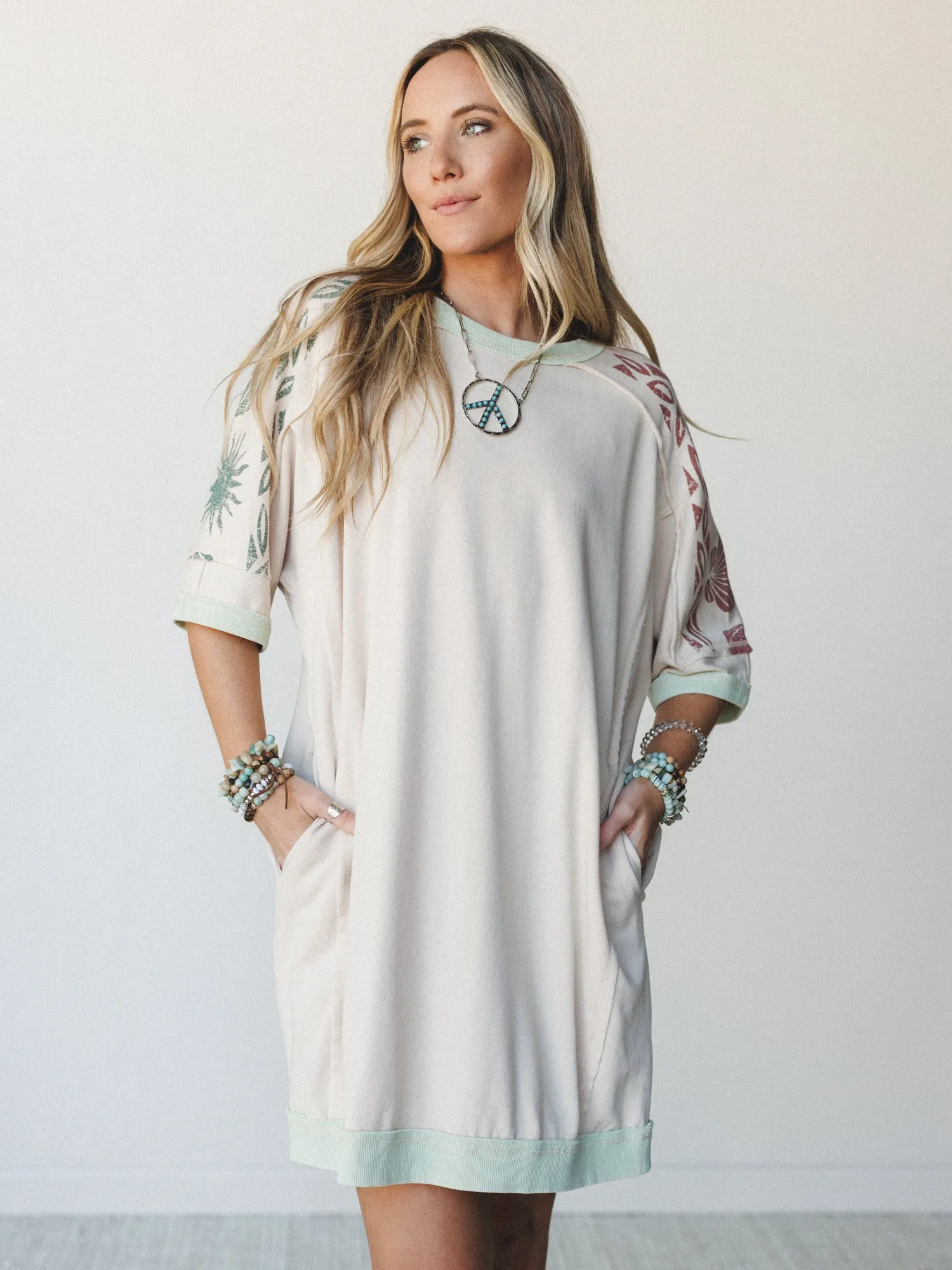 South Beach Sands Tee Dress - Oatmeal sold by Three Bird Nest product image thumbnail 5
