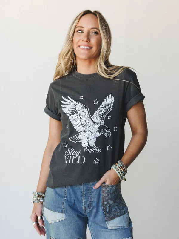 The Nest Stay Wild Graphic Tee - Pepper made by Three Bird Nest