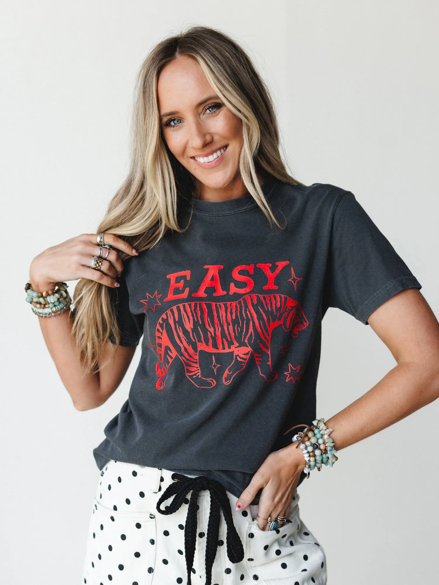 The Nest Easy Tiger Graphic Tee - Pepper sold by Three Bird Nest