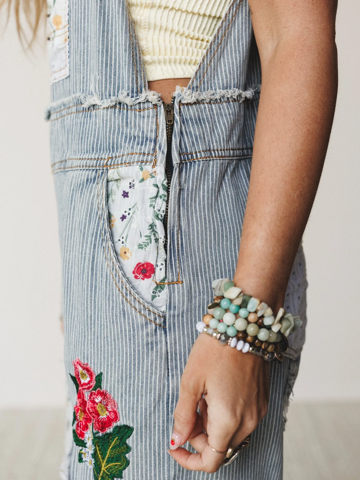 Sights on Soaring Overalls - Denim Stripe sold by Three Bird Nest product image thumbnail 4