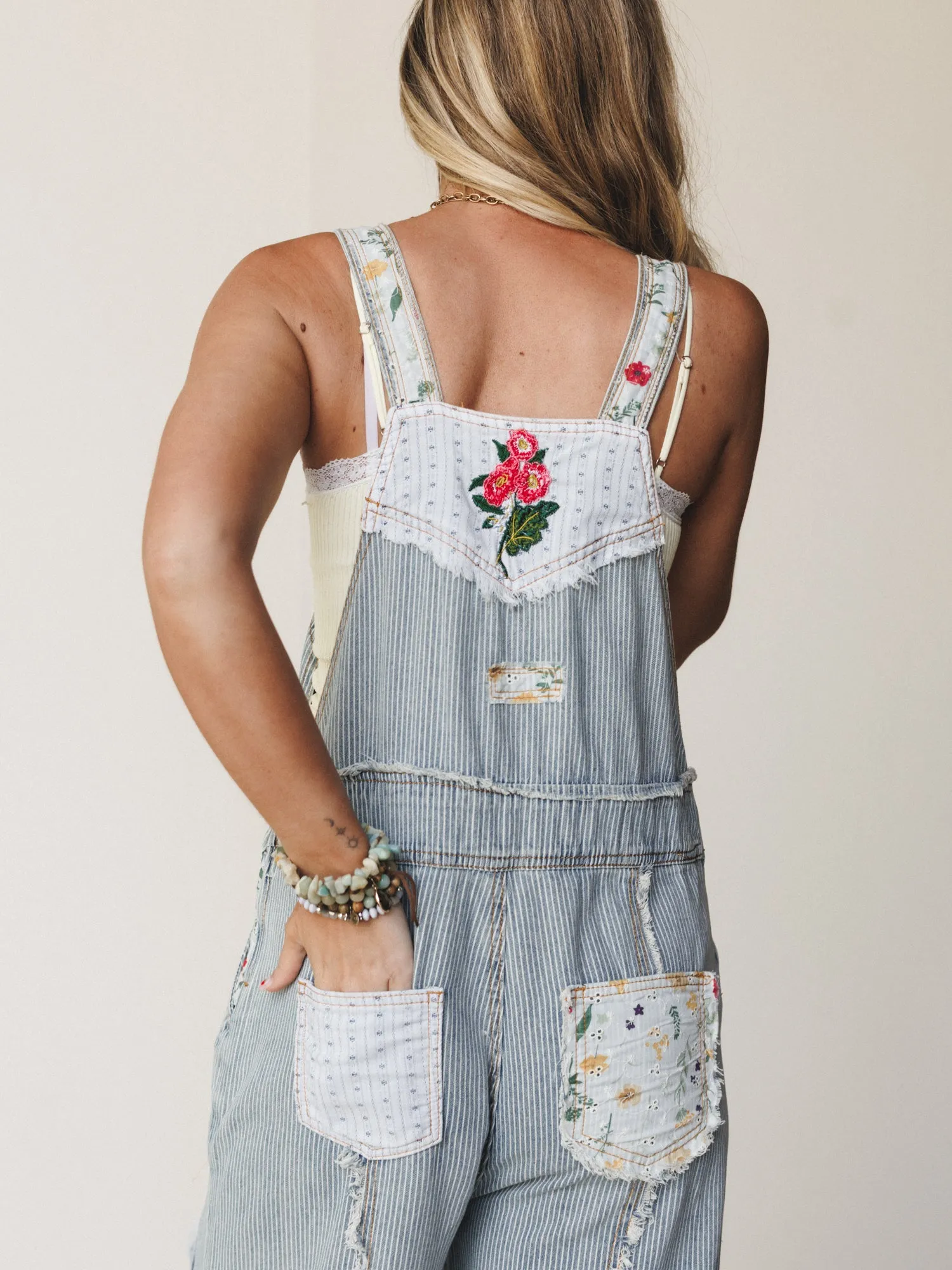 Sights on Soaring Overalls - Denim Stripe sold by Three Bird Nest product image thumbnail 5